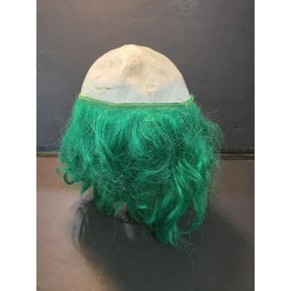 Vintage Killer Clown Halloween Mask Green Hair Fangs Creepy Evil Horror Costume